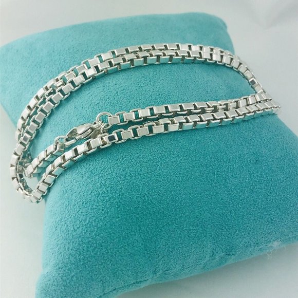 24" Tiffany & Co Venetian Box Link Necklace in Sterling Silver Large Men… - Picture 2 of 5